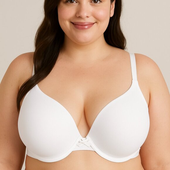 Lane Bryant Cacique Cotton Boost Plunge Bra Size 46C White - Picture 1 of 10